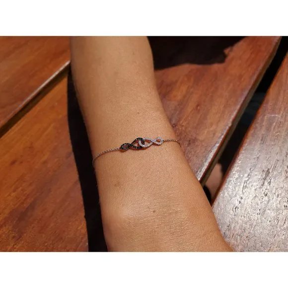 Black White Diamond Infinity Bracelet/Anklet